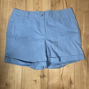 Talbots Roll Cuff Cargo Shorts Womens 14 Petite Blue Cotton